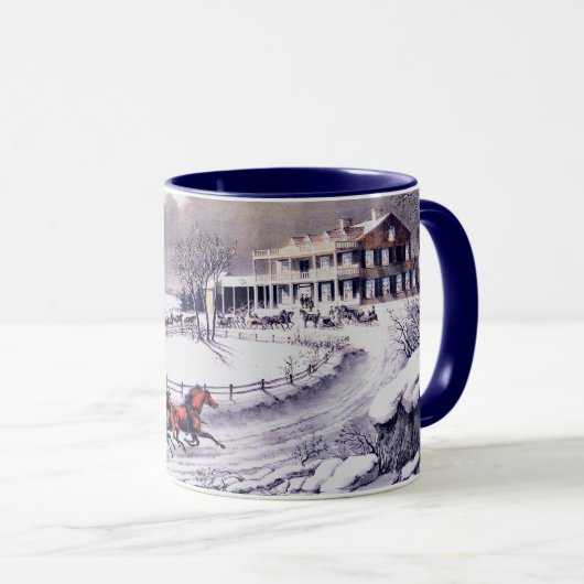 Vintage Winterlandschaft. Weihnachtsgeschenk-Tasse Tasse (VorderseiteRechts)