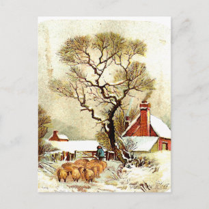 Vintage-Winterlandschaftspostkarte Postkarte