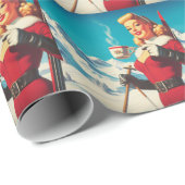 Vintage-Wintermädchen Geschenkpapier (Rolleneckpunkt)