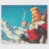Vintage-Wintermädchen Geschenkpapier (Flach)