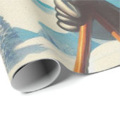 Vintage-Wintermädchen Geschenkpapier (Rolleneckpunkt)