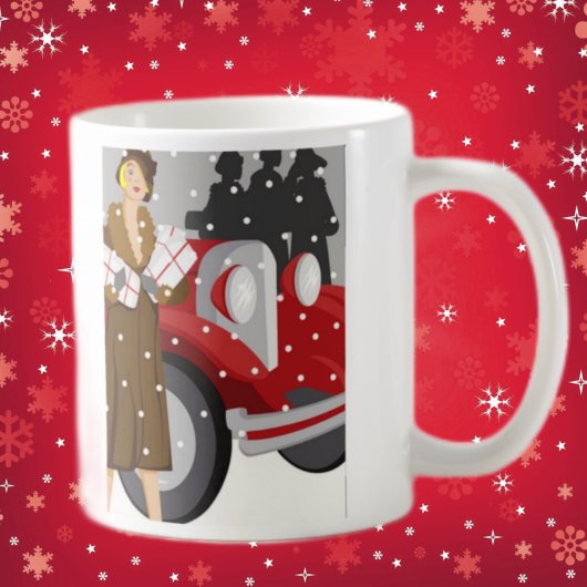 Vintage-Wintermode-Illustration Elegant 1920er Jah Kaffeetasse