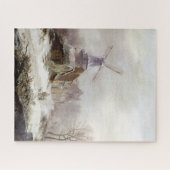 Vintage Wintermühle-Schneelandschaft Puzzle (Horizontal)