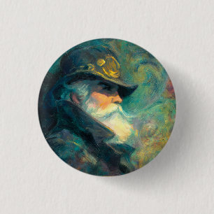 Vintage-Winterporträt eines alten Mannes Button