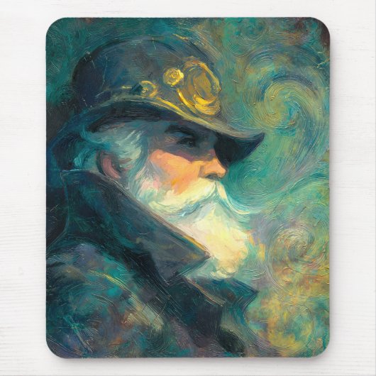 Vintage-Winterporträt eines alten Mannes Mousepad (Vorne)