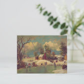 Vintage Winterpostkarte Postkarte (Stehend Vorderseite)