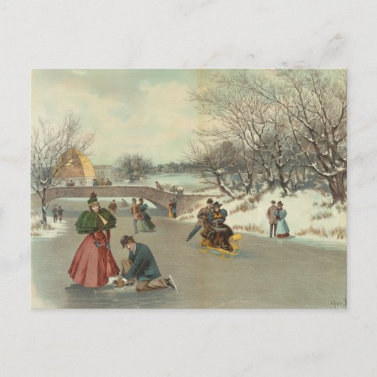 Vintage Winterpostkarte Postkarte (Vorderseite)