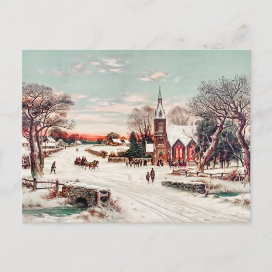 Vintage Winterpostkarte Postkarte (Vorderseite)
