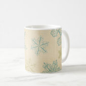 Vintage Winterschneeflocke rustikale Creme aquamar Kaffeetasse (VorderseiteRechts)