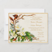 Vintage Winterschneekirche & Lilies Hochzeit Einladung (Rückseite)