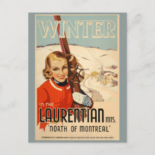 Vintage-Winterskiplakat Postkarte
