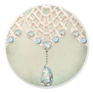 Vintage Winterspitzen aquamarine Nashörner viktori Keramikknauf
