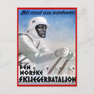 Vintage Wintersport, Norwegische Skijägerbataillon Postkarte