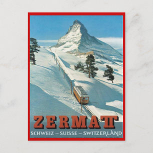 Vintage Wintersport, Ski Zermatt, Schweiz Postkarte