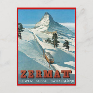 Vintage Wintersport, Ski Zermatt, Schweiz Postkarte