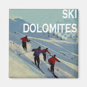 Vintage Wintersport, Skifahren Italien, Dolomiten Magnet