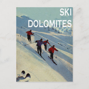 Vintage Wintersport, Skifahren Italien, Dolomiten Postkarte