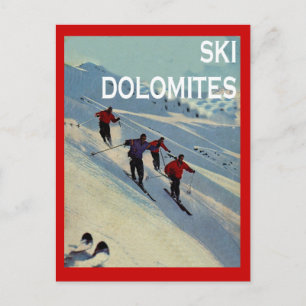 Vintage Wintersport, Skifahren Italien, Dolomiten Postkarte