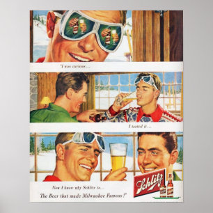 Vintage Wintersport Skischlitz Bier Poster