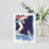 Vintage Wintersportarten - Abfahrt Postkarte (Stehend Vorderseite)