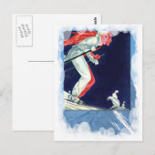 Vintage Wintersportarten - Abfahrt Postkarte (Vorne/Hinten)
