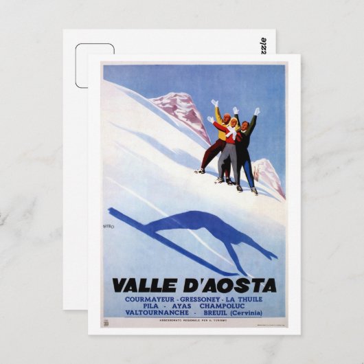 Vintage Wintersportarten Italienische Alpen Postkarte (Vorne/Hinten)