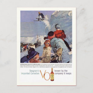 Vintage Wintersportarten, Seagram-Werbung Postkarte