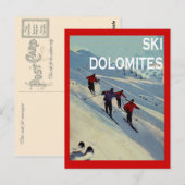 Vintage Wintersportarten, Ski Italien, Dolomiten Postkarte (Vorne/Hinten)