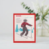 Vintage Wintersportarten, Ski Strick mit Spaß Postkarte (Stehend Vorderseite)