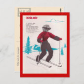Vintage Wintersportarten, Ski Strick mit Spaß Postkarte (Vorne/Hinten)
