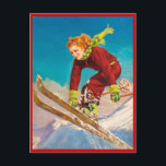 Vintage Wintersportarten, Skiabfahrt Postkarte<br><div class="desc">Vintage Wintersportarten,  Skiabfahrt</div>