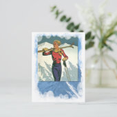 Vintage Wintersportarten - Skiausrüstung Postkarte (Stehend Vorderseite)