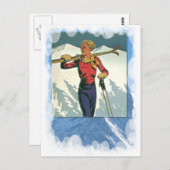 Vintage Wintersportarten - Skiausrüstung Postkarte (Vorne/Hinten)