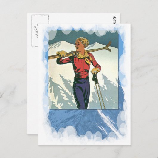 Vintage Wintersportarten - Skiausrüstung Postkarte (Vorne/Hinten)