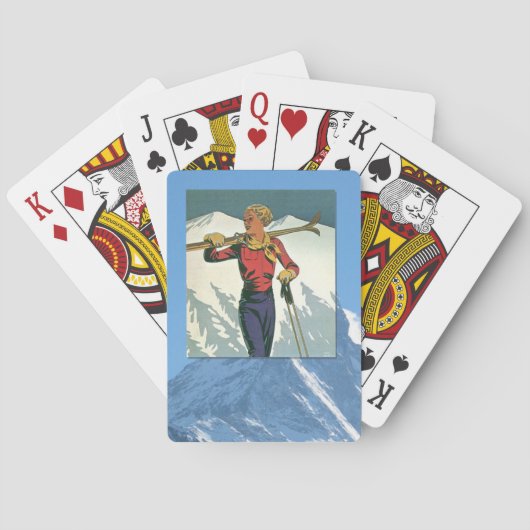 Vintage Wintersportarten - Skigebiet Spielkarten (Rückseite)