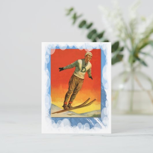 Vintage Wintersportarten - Skijumper Postkarte (Stehend Vorderseite)