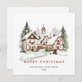 Vintage Winterstadt Weihnachtsbaum Unternehmen Feiertagskarte (Vorne/Hinten)