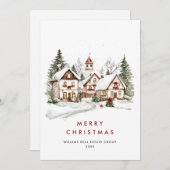 Vintage Winterstadt Weihnachtsbaum Unternehmen Feiertagskarte (Vorne/Hinten)
