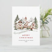 Vintage Winterstadt Weihnachtsbaum Unternehmen Feiertagskarte (Stehend Vorderseite)