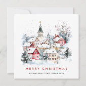 Vintage Winterstadt Weihnachtsunternehmen Feiertagskarte (Vorderseite)