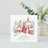 Vintage Winterstadt Weihnachtsunternehmen Feiertagskarte (Stehend Vorderseite)