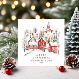 Vintage Winterstadt Weihnachtsunternehmen Feiertagskarte