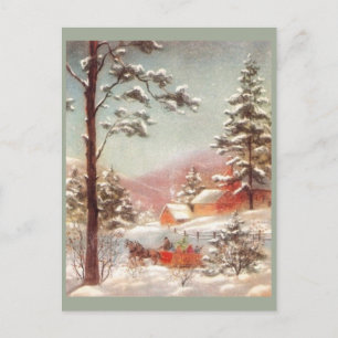 Vintage-Winterszene auf dem Land Postkarte