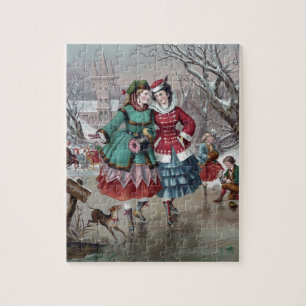 Vintage-Winterszene-Schachbrett Puzzle
