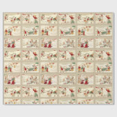 Vintage Winterszenen mit fröhlichen Kindern Geschenkpapier (Flach)