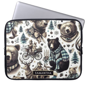 Vintage-Wintertiere-Muster Laptopschutzhülle