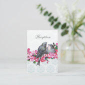 Vintage Wintervögel Hochzeitsempfang Begleitkarte (Stehend Vorderseite)