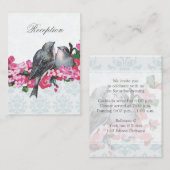 Vintage Wintervögel Hochzeitsempfang Begleitkarte (Vorne/Hinten)