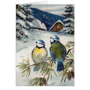 Vintage Wintervögel, leer innen