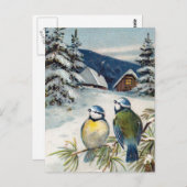 Vintage Wintervögel Postkarte (Vorne/Hinten)